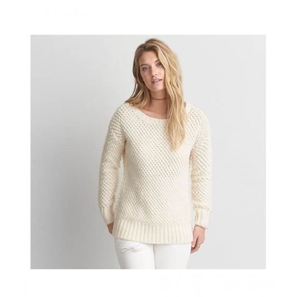 American Eagle Outfitters Sweaters - American Eagle Texture Boucle Cream Sweater-Small